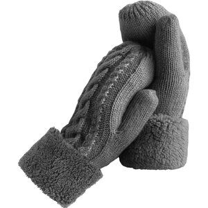 Women's Dark Gray Cozy Lining Knitted Winter Warm Cold Weather Mittens Gloves